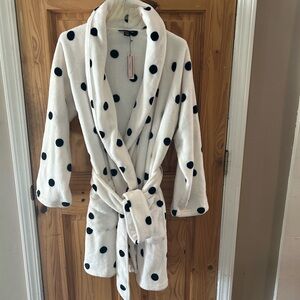 Victoria's Secret White and Black Polka Dot Robe